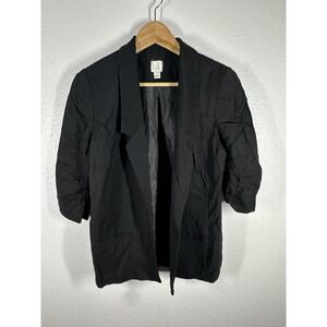 Lauren Conrad Blazer Womens 6 Black Ruched 3/4 Sleeve Open Front Workwear Career